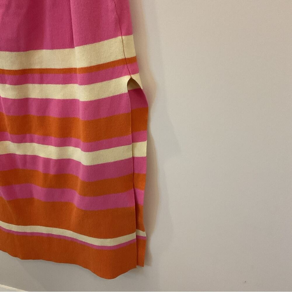 Mable Orange Pink Striped Cut-Out Sleeveless Midi Sweater Dress Large - Picture 8 of 8